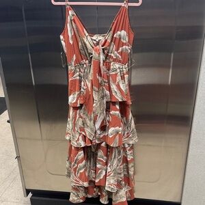 Entro Orange and Cream High Low Dress